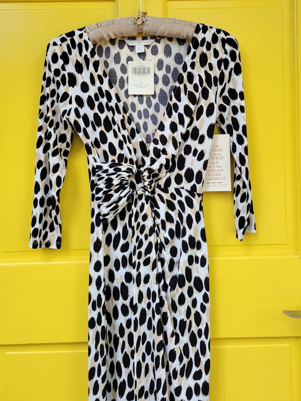 NWT Boston Proper Animal Print Maxi Dress Ring Detail Long Sleeve Beige Multi Si - Picture 2 of 13